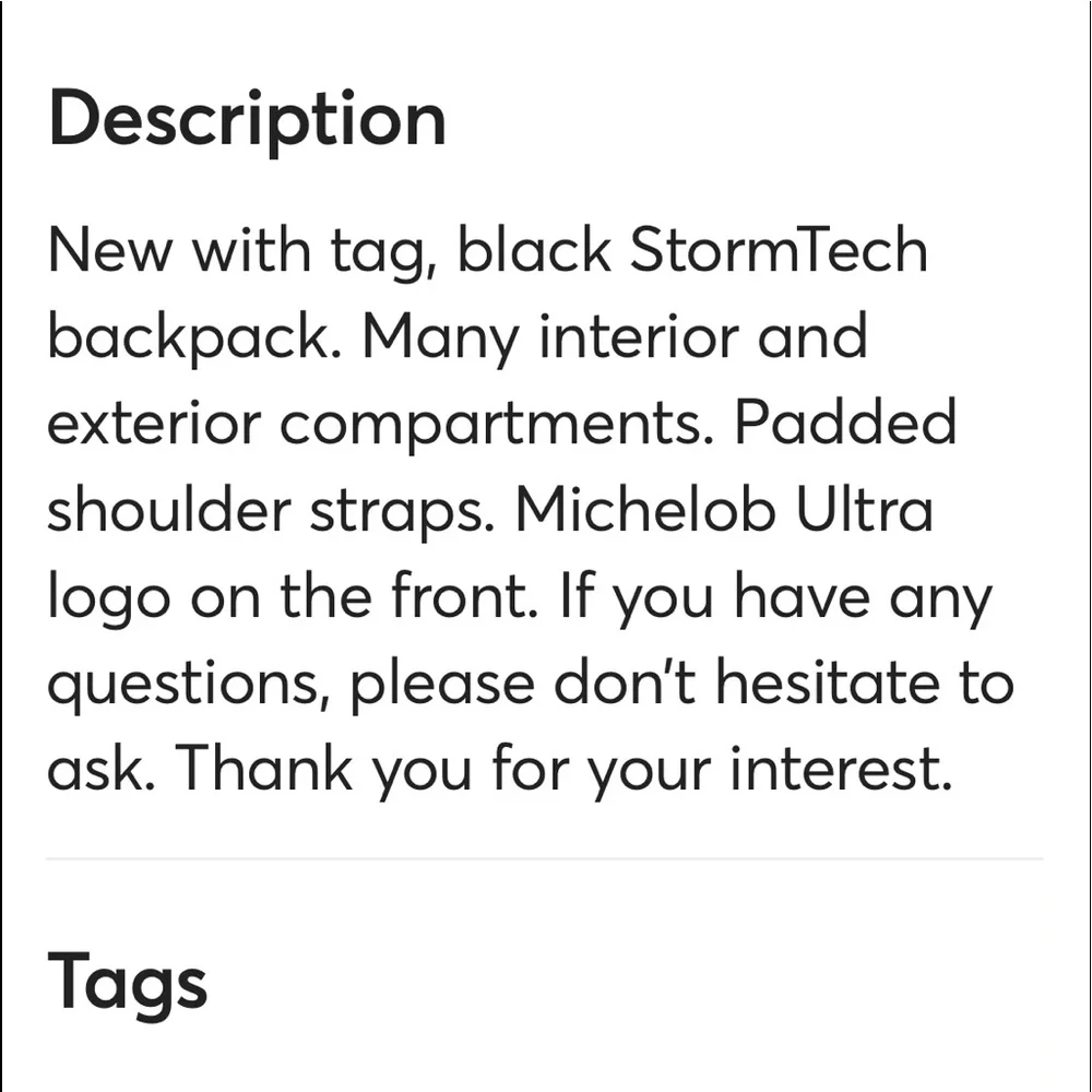 New with tag Stormtech backpack lots of compartments - Picture 5 of 16